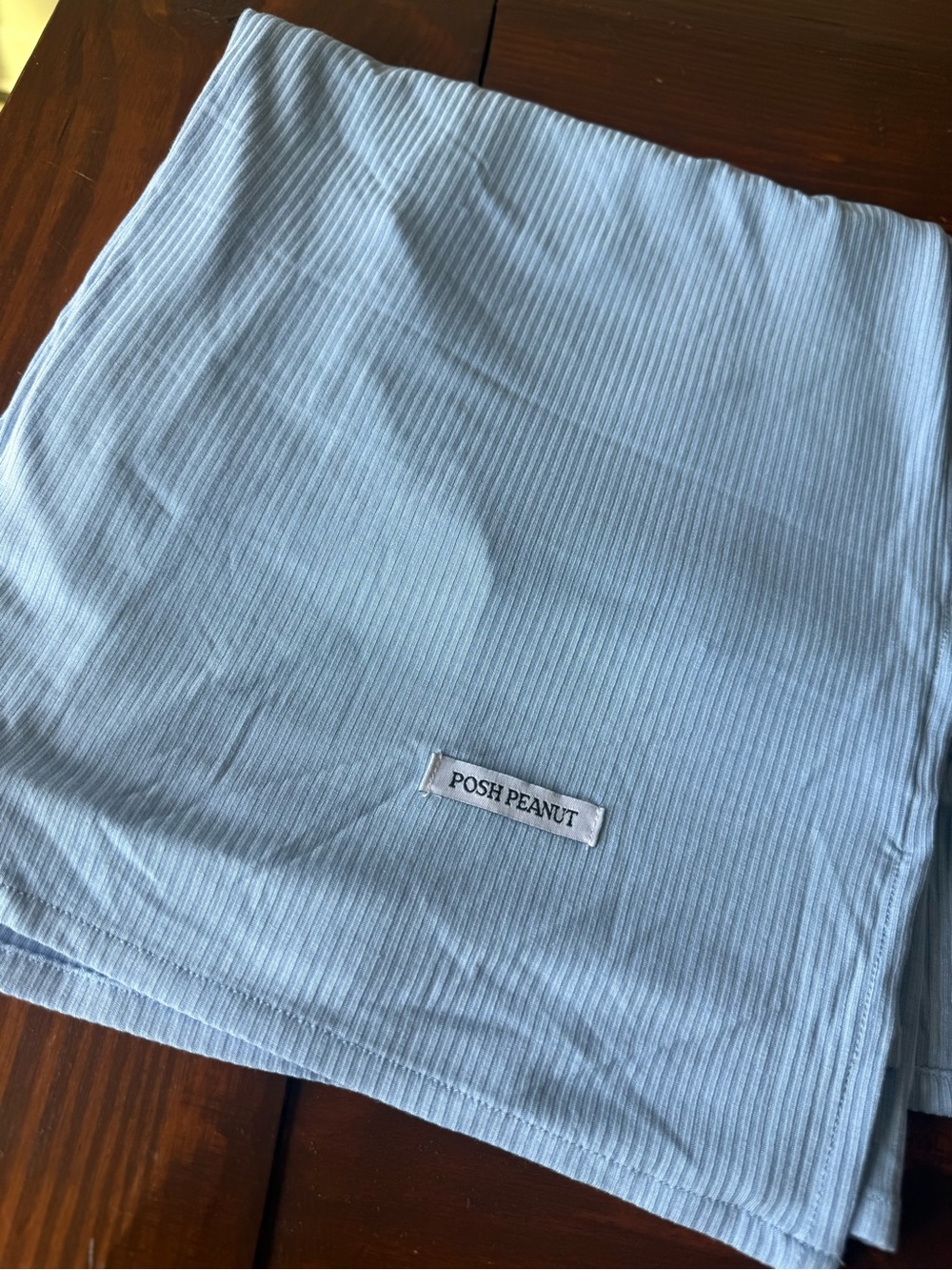 Posh Peanut Light Blue Ribbed Baby swaddle